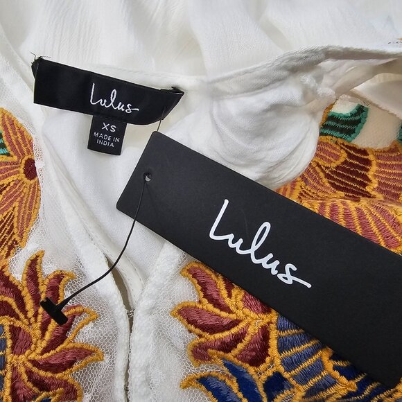 Lulus Women's Ivory Embroidered Flowy Sleeveless Boho Maxi Dress Size XS NWTT - Picture 10 of 14